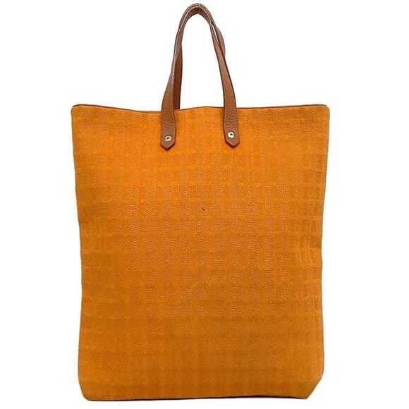 Hermes Amedaba Tote Bag Orange Brown Canvas Leather HERMES Women's
